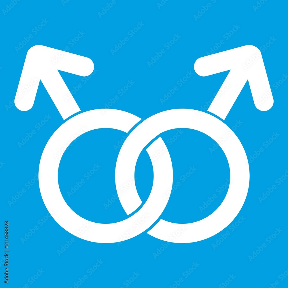 Gay love sign icon white isolated on blue background vector illustration Gay love sign icon white isolated on blue background vector illustration