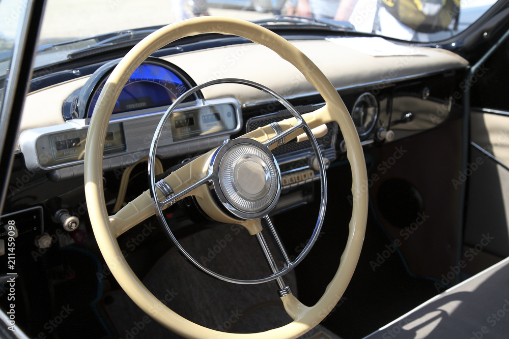 Retro car cockpit Retro car cockpit