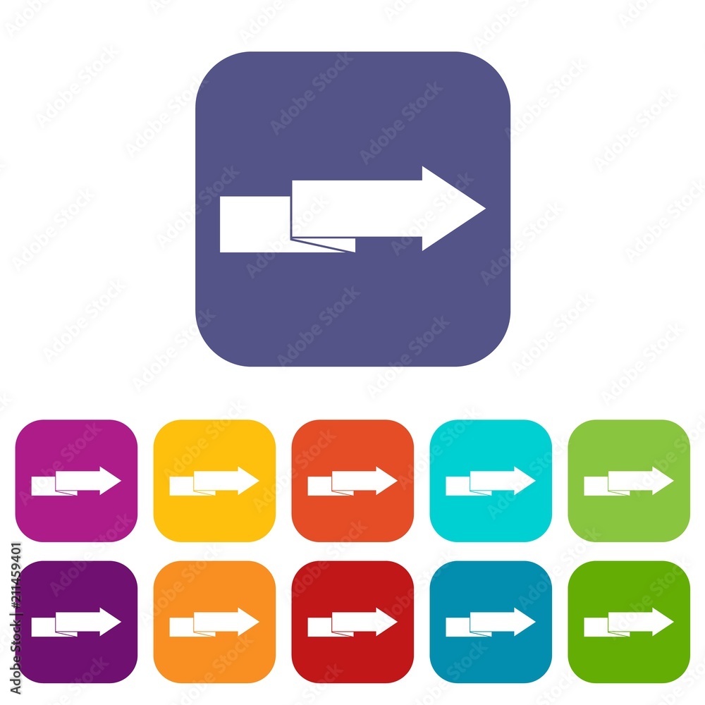 Arrow to right icons set vector illustration in flat style in colors red, blue, green, and other Arrow to right icons set vector illustration in flat style in colors red, blue, green, and other