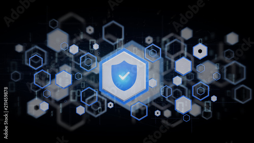 Wallpaper Mural Shield web security concept on a background 3d rendering Torontodigital.ca