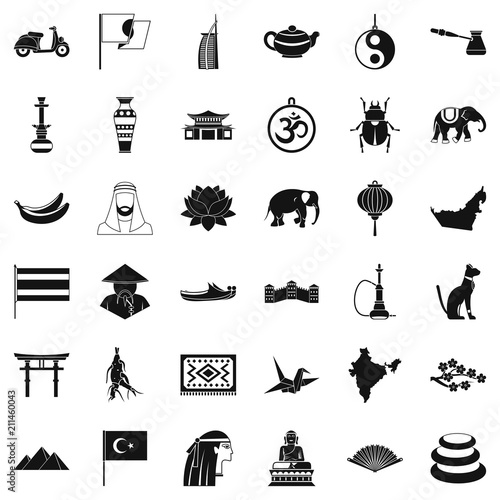 Asia icons set. Simple style of 36 asia vector icons for web isolated on white background
