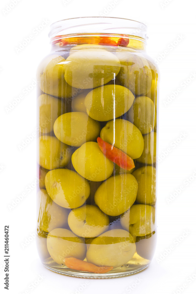 glass jar with olives isolated glass jar with olives isolated