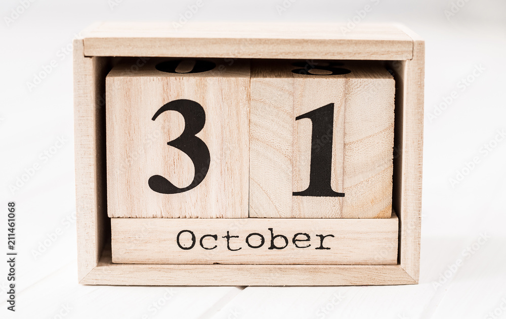 Wooden calendar that shows thirty-first of december Wooden calendar that shows thirty-first of december