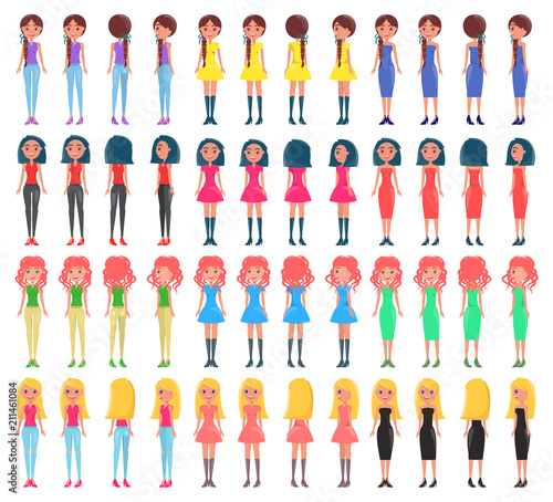 Woman Constructor Collection Vector Illustration