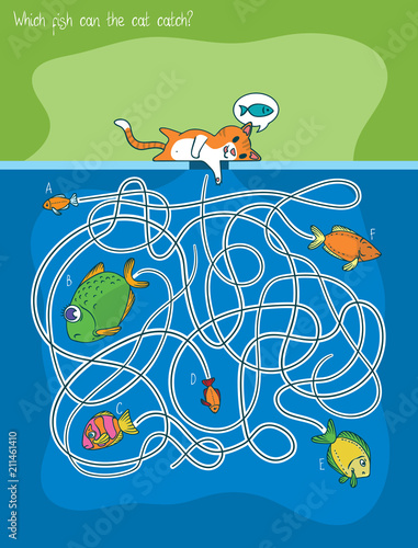 Cat and Fishes Maze Game