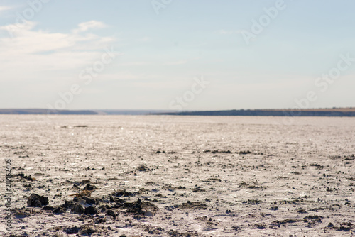 dried up pink salt lake  saline