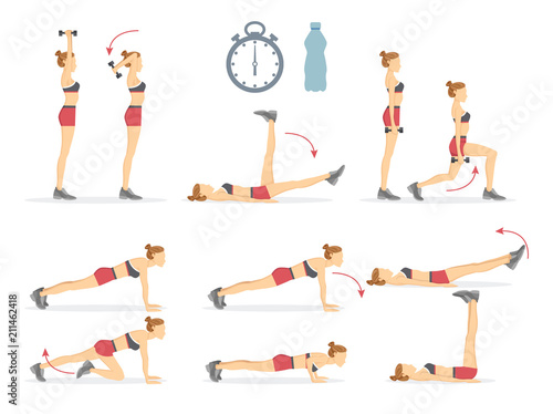 Slow Climbers and Tabata Set Vector Illustration