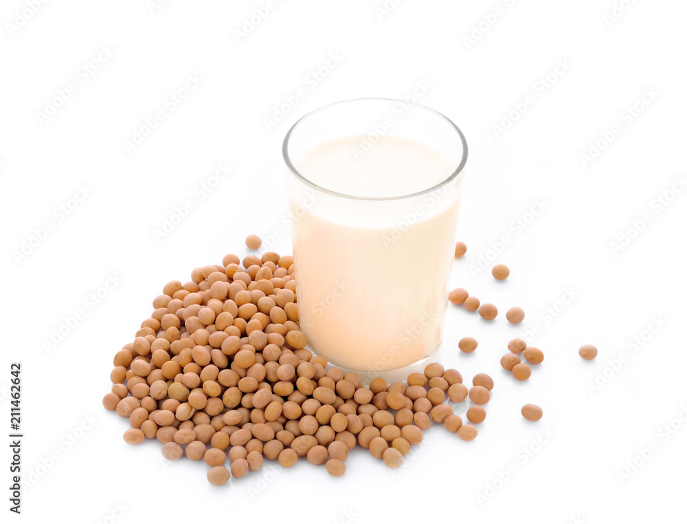 soy milk on white background soy milk on white background