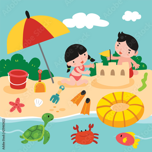 beach toys vector design