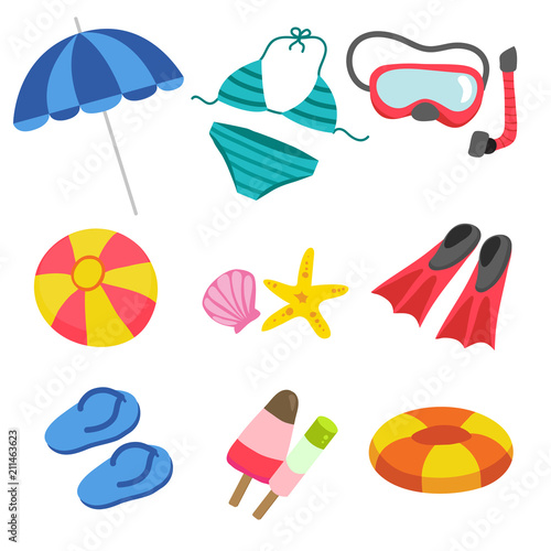beach toys vector design