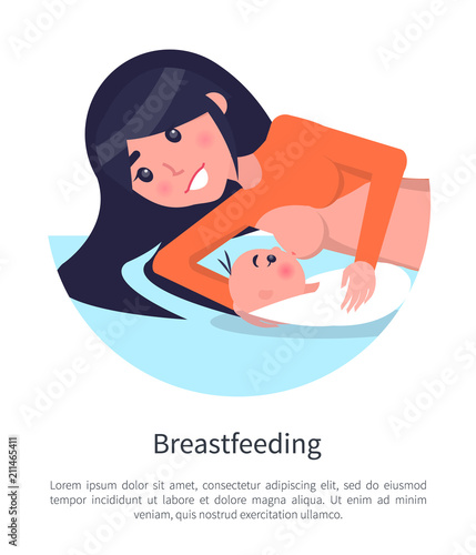 Breastfeeding Poster Mother Lying on Bed Feeding