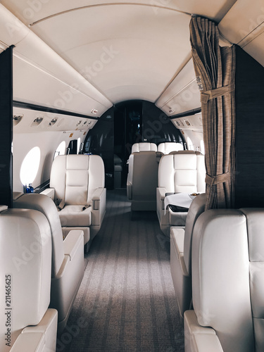 Interior of a private luxury jet