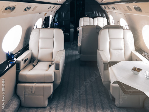 Interior of a private luxury jet