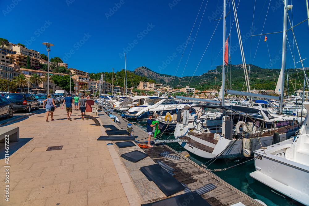 Some boats in the harbour on a sunny day in Spain, Majorca 2018