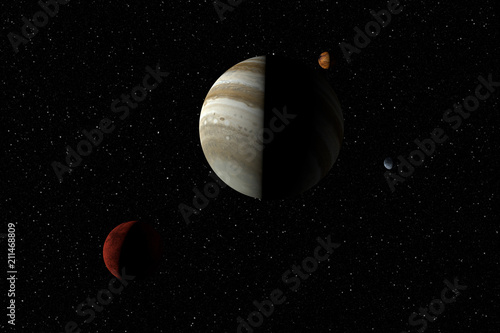 Fototapeta Naklejka Na Ścianę i Meble -  Unknown planets, stars and nebula in outer space. Space exploration.