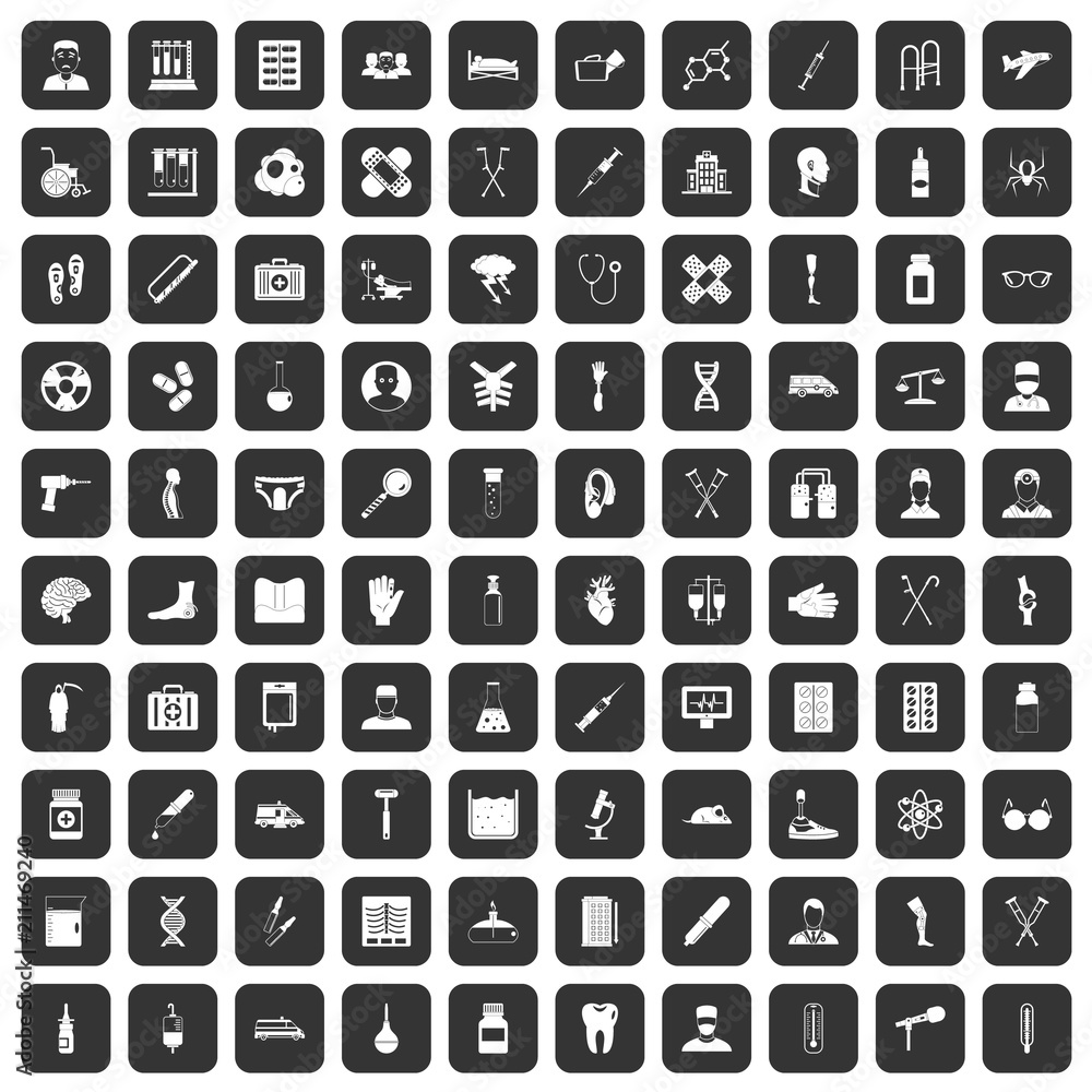100 ambulance icons set in black color isolated vector illustration 100 ambulance icons set in black color isolated vector illustration