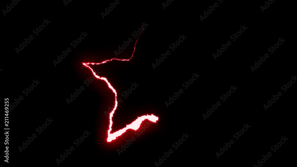 loopable RED neon Lightning bolt STAR symbol shape flight on black background animation new quality unique nature light effect video footage loopable RED neon Lightning bolt STAR symbol shape flight on black background animation new quality unique nature light effect video footage