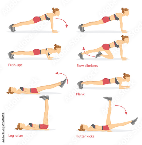 Push Ups and Slow Climbers Vector Illustration