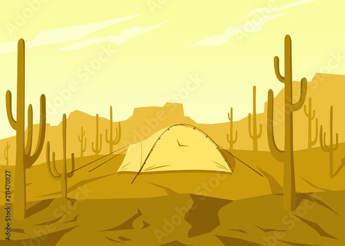 tent against the background of the Mexican desert