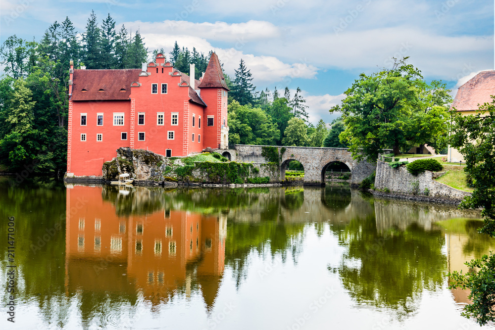 The red, water chateau in the the Czech republic - Cervena Lhota The red, water chateau in the the Czech republic - Cervena Lhota