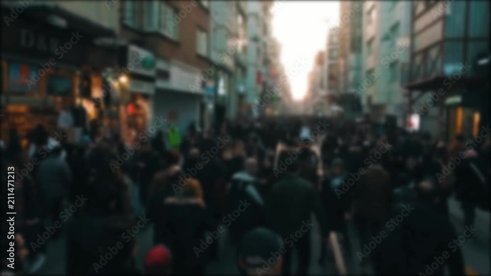 Crowded People On Street and Tram on it - Turkey: Taksim Istanbul Crowded People On Street and Tram on it - Turkey: Taksim Istanbul