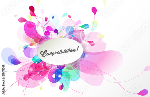 Abstract colored flower background with congratulation text.
