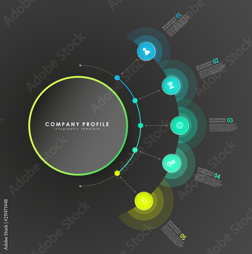 Infographic colorful milestones time line vector template with icons.