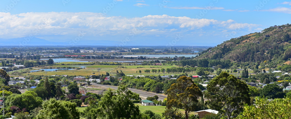 Fototapeta premium View of Christchurch city from Mount Pleasant in Canterbury, New Zealand