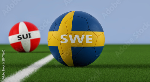 Switzerland vs. Sweden Soccer Match - 3D Rendering 