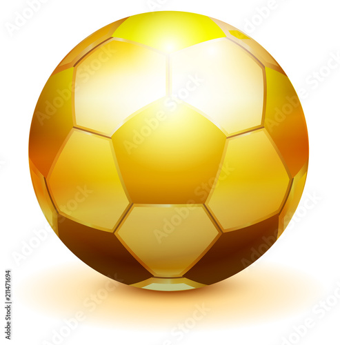Golden soccer ball symbol of victory championship