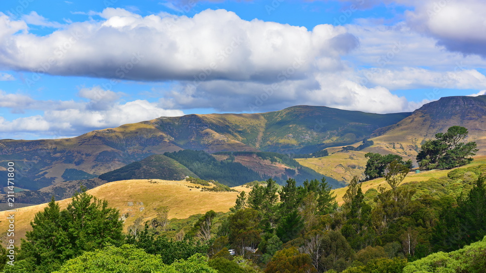 Mountains and ridges at Lyttelton, Canterbury, New Zealand