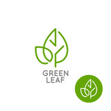 Leaf logo concept. Green leaf line on white background