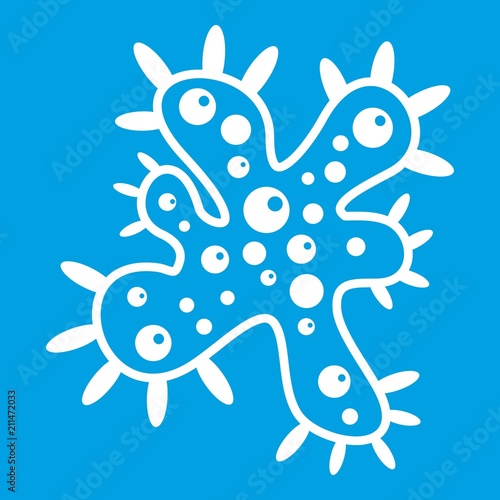 Bacteria icon white isolated on blue background vector illustration