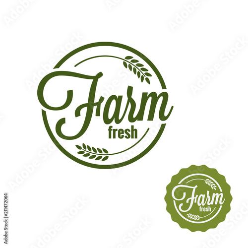 Farm fresh logo. Farm produce stamp set on white background