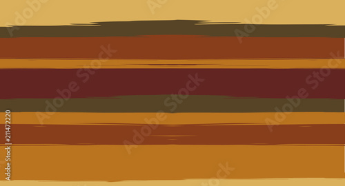 Brown Horizontal Watercolor Stripes Seamless Vector Winter Pattern. Old Style Hand Painted Graffiti Lines. Retro Vintage Narrow Seamless Sailor Stripes. Rough Cool Grunge Banner Paintbrush Background.