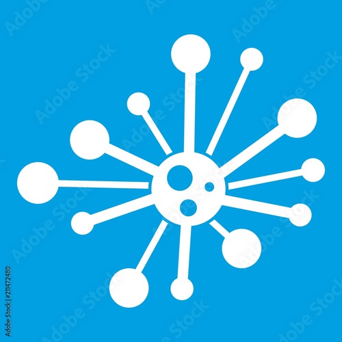 Round bacteria icon white isolated on blue background vector illustration