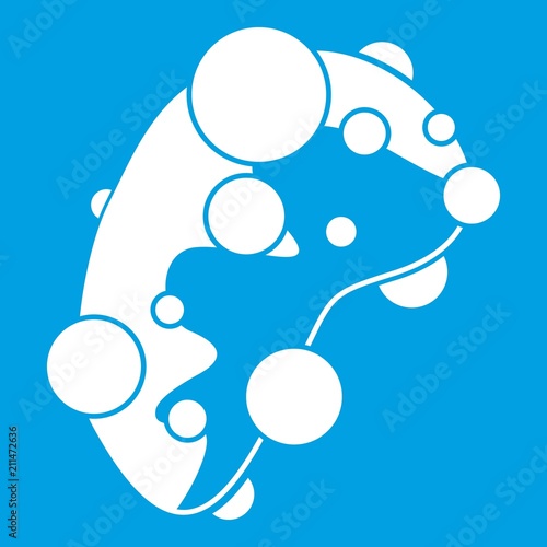Cell virus icon white isolated on blue background vector illustration