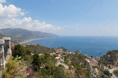 View of Isola Bella in Taormina, Sicily, Italy