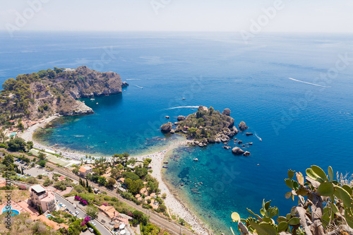 View of Isola Bella in Taormina, Sicily, Italy