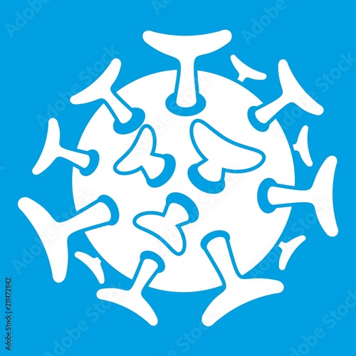 Round viral bacteria icon white isolated on blue background vector illustration