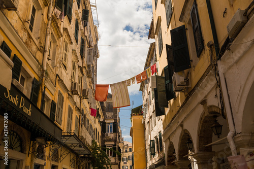 corfu city building clothes greece