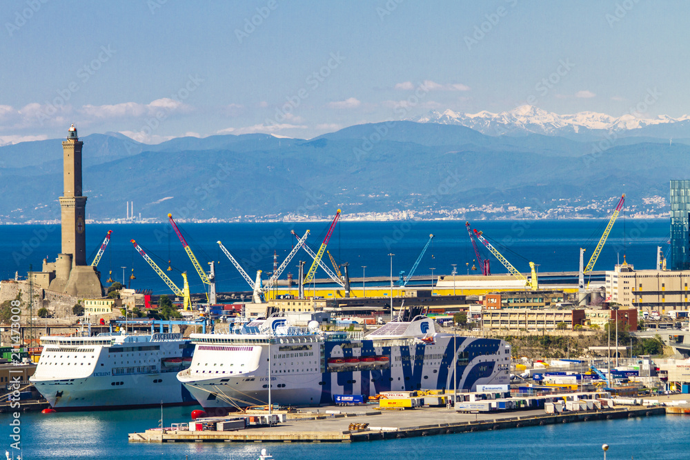 Genoa port in Italy