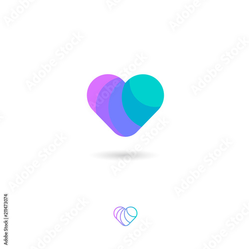 Flat Love emblem. Communication or chat logo. Heart icon. Decorative heart on a white background.