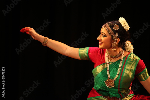 bharathanatyam is one of the classical dance forms of india,from the state of tamil nadu.the picture is from a stage performance