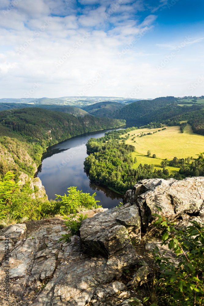Obraz premium View of Vltava river from Solenice viewpoint, Czech Republic