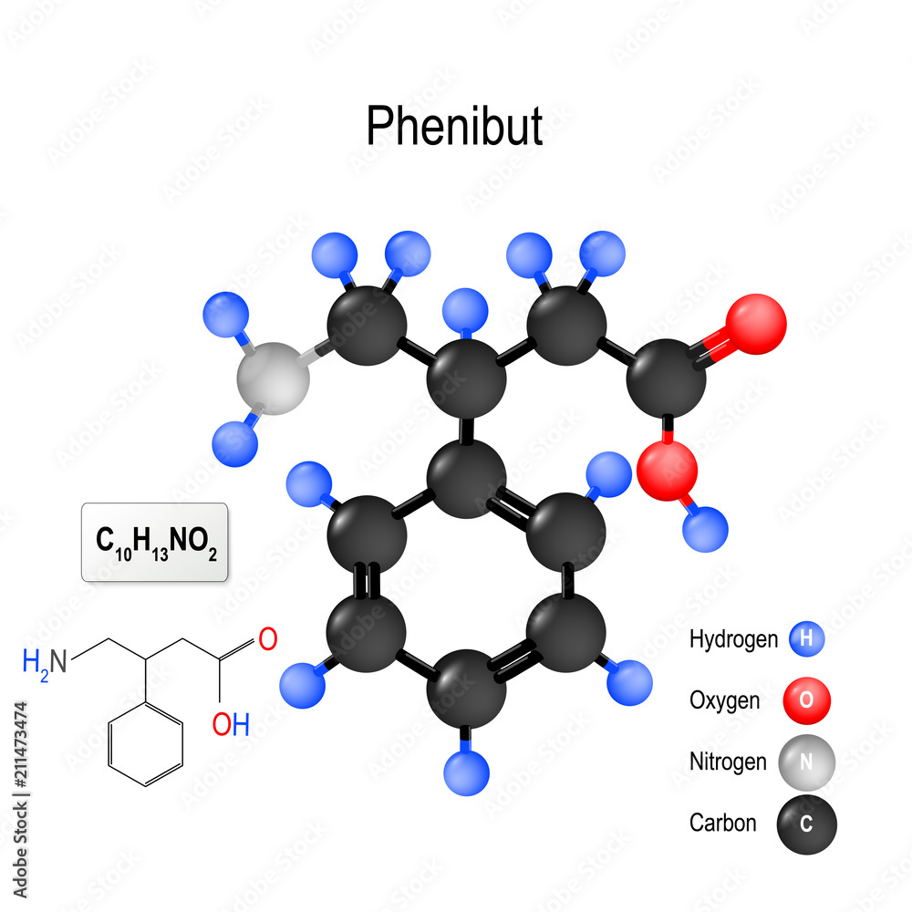 Phenibut. Structure of a molecule. Phenibut. Structure of a molecule.