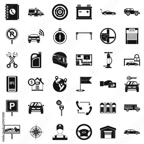 Garage for car icons set. Simple style of 36 garage for car vector icons for web isolated on white background