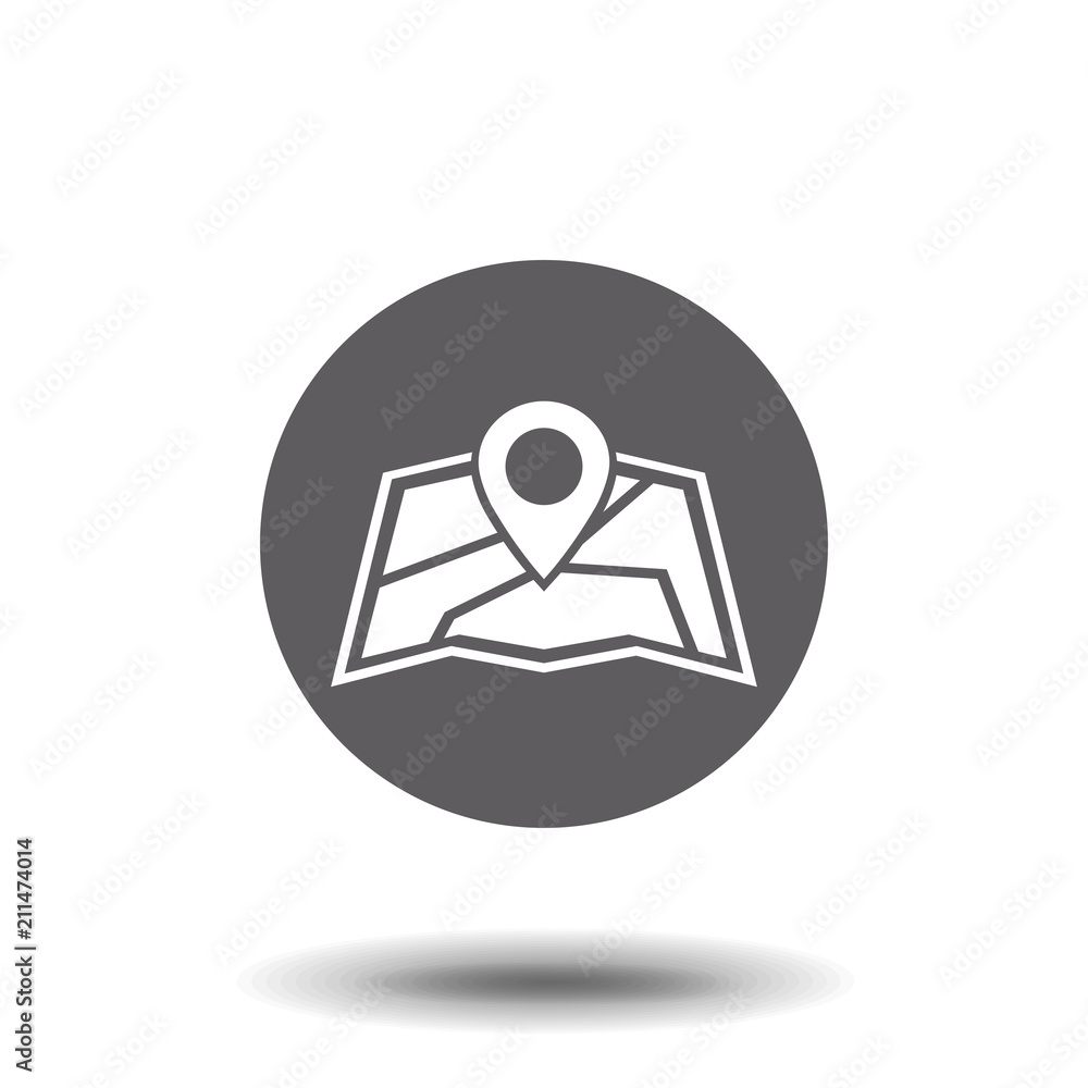 Map icon. Vector image of a location icon. Search pointer on navigation isolated on white. Line symbol location marker