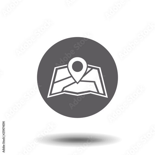 Map icon. Vector image of a location icon. Search pointer on navigation isolated on white. Line symbol location marker