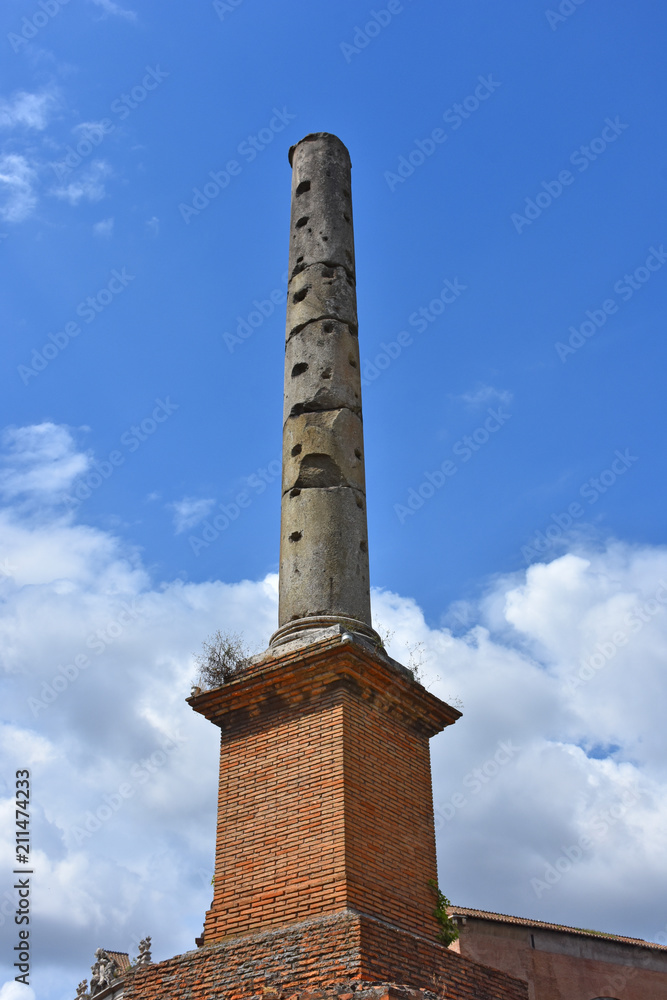 Rome,  view and details of the archaeological area of the Roman Forums